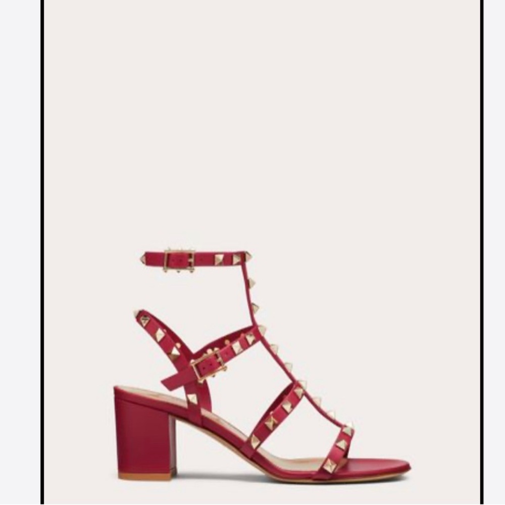 Valentino Rockstud calfskin ankle strap sandal 60mm